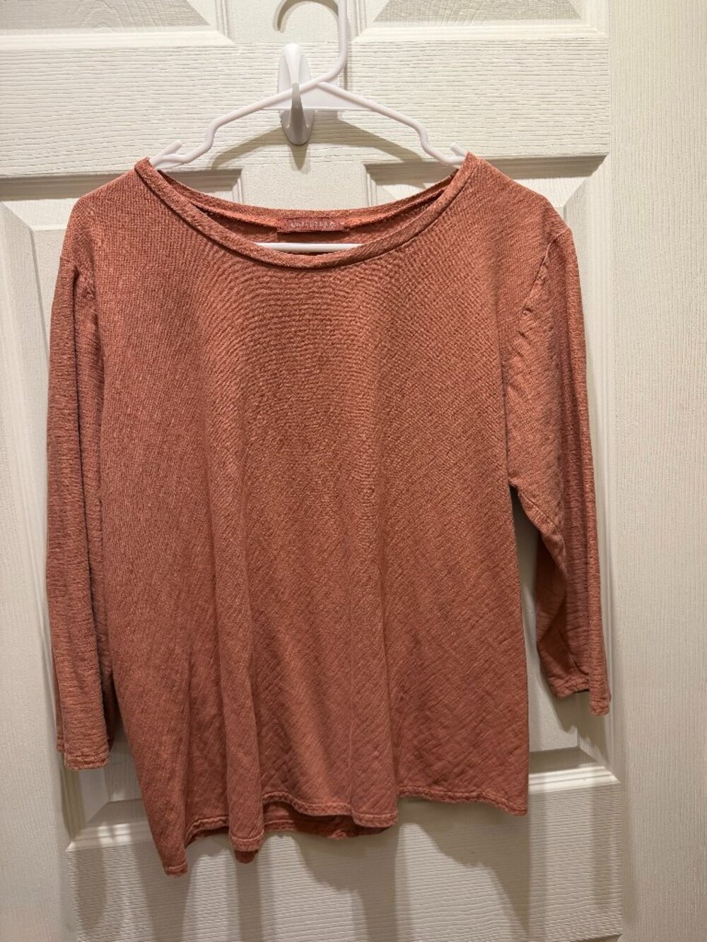 Cut Loose Terracotta Terraloom Slub Knit 3/4 Sleeve Top - Size L (Flaw)